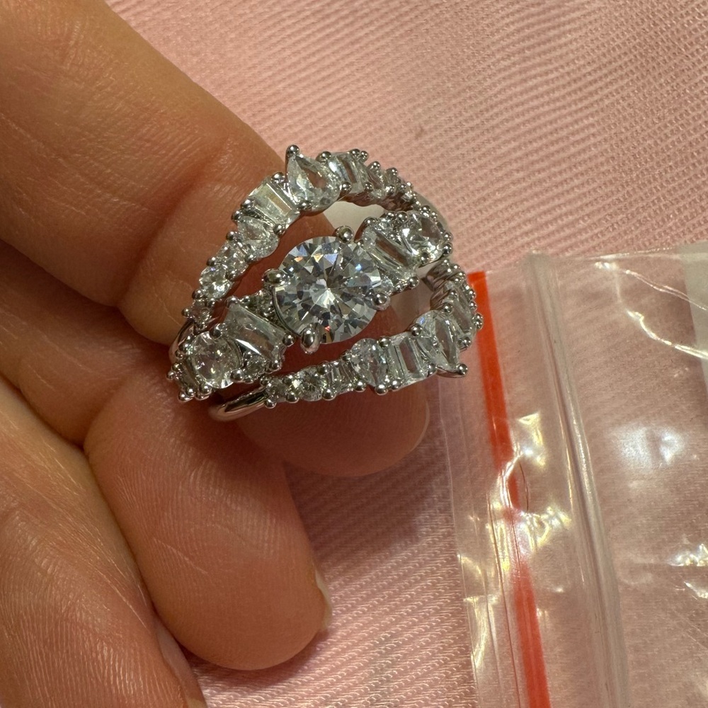 Rhodium Plated Cubic Zirconia Ring